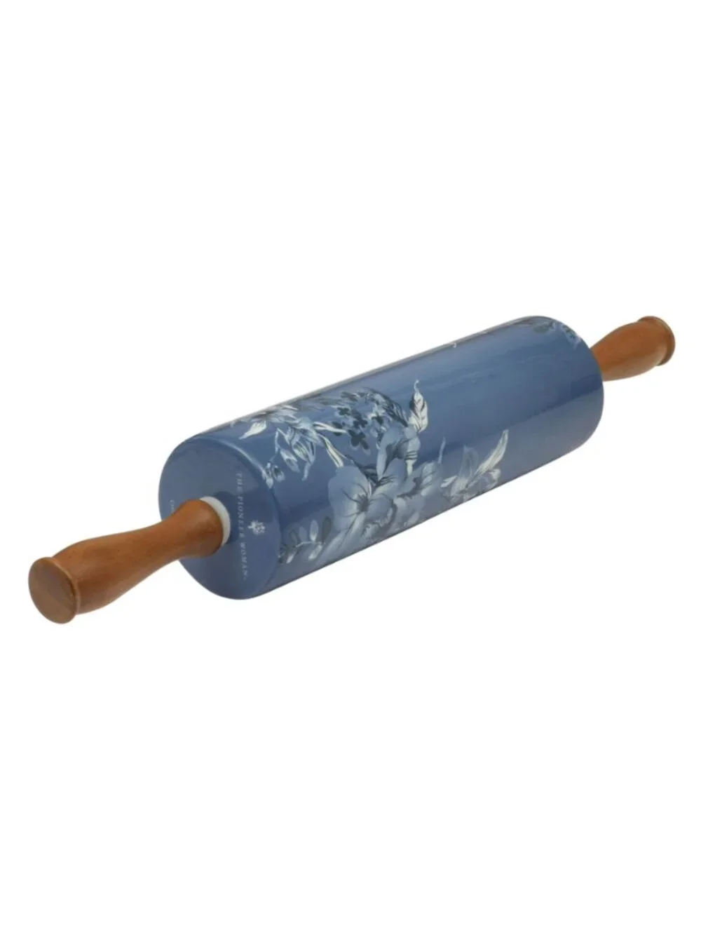 The Pioneer Woman Blue Wood Handles Floral Design Delilah Ceramic Rolling Pin
